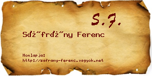 Sáfrány Ferenc névjegykártya